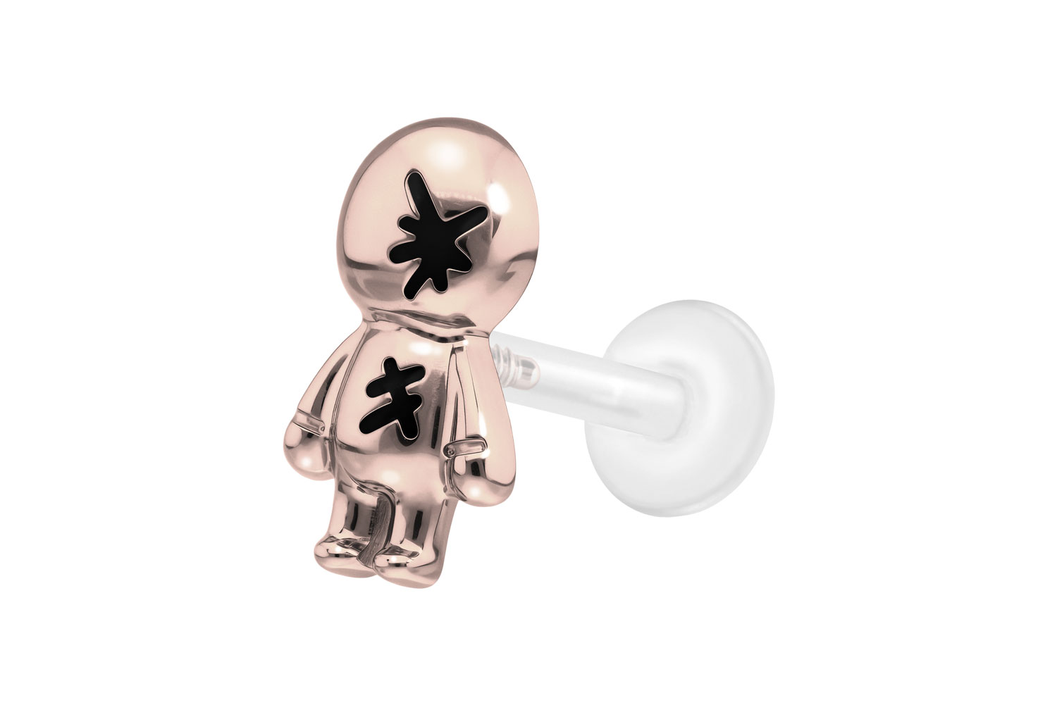 PTFE Labret Piercing mit Innengewinde + Titan-Aufsatz PUPPE